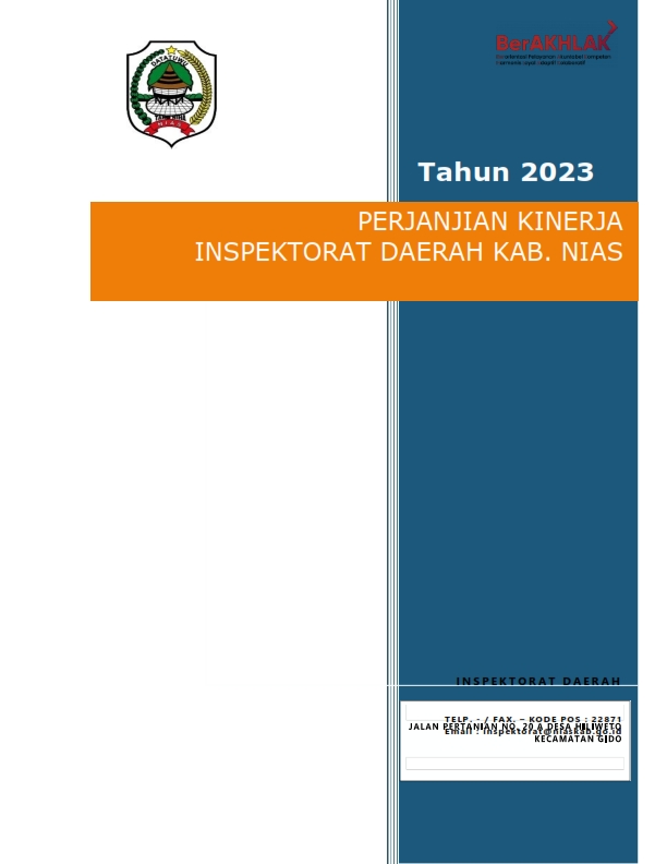 PERJANJIAN KINERJA INSPEKTORAT DAERAH KABUPATEN NIAS TAHUN 2023